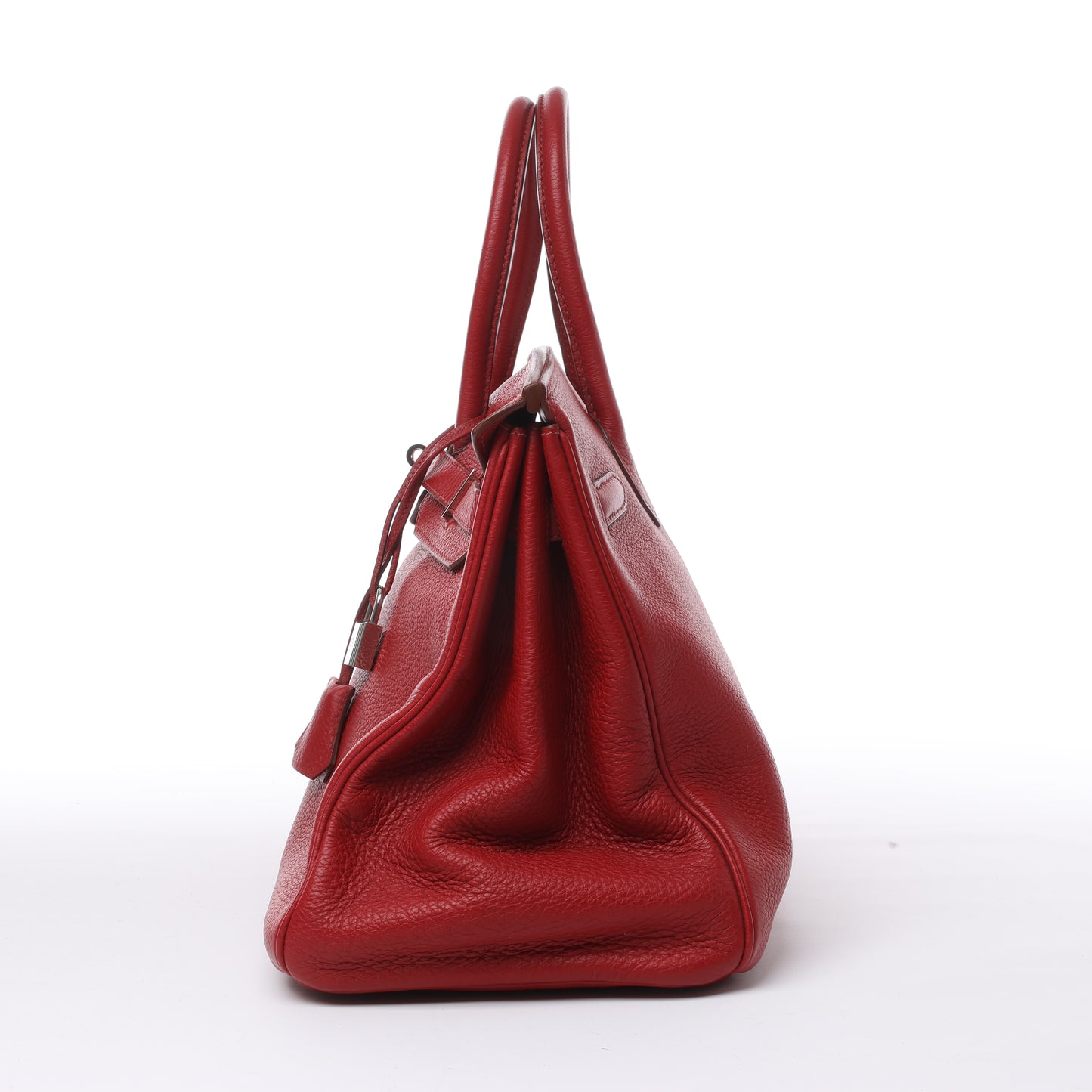 HERMES Birkin 35 Taurillon Clemence Rouge Garance Silver Metal Fittings □M: 2009