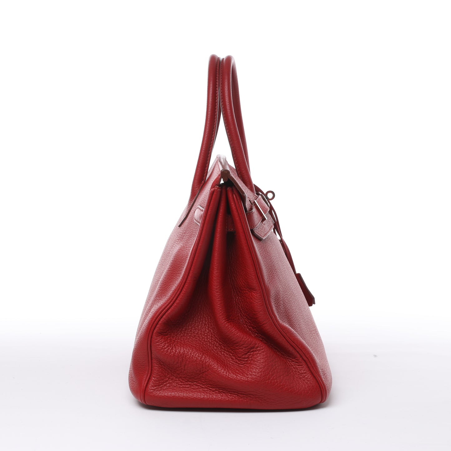 HERMES Birkin 35 Taurillon Clemence Rouge Garance Silver Metal Fittings □M: 2009
