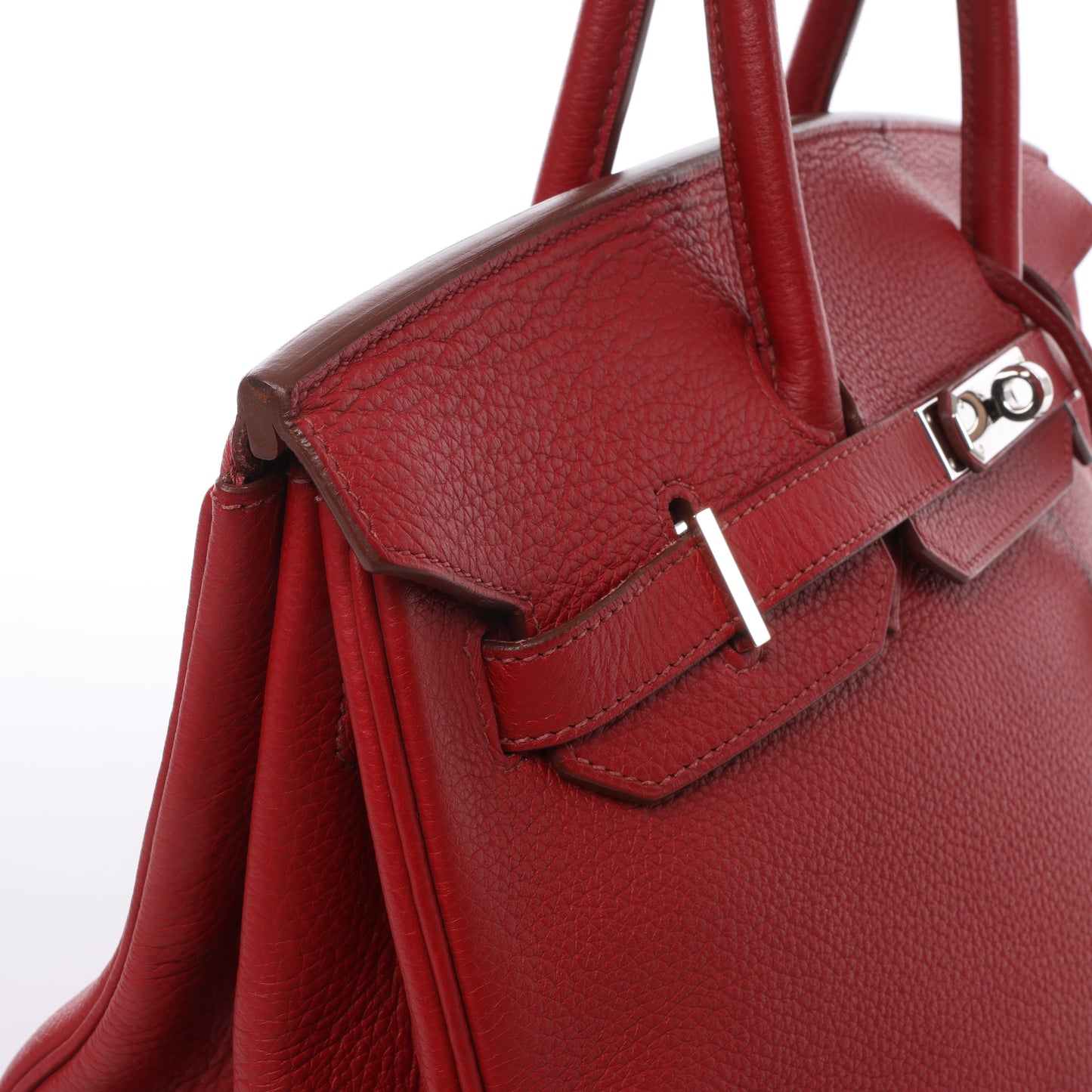 HERMES Birkin 35 Taurillon Clemence Rouge Garance Silver Metal Fittings □M: 2009