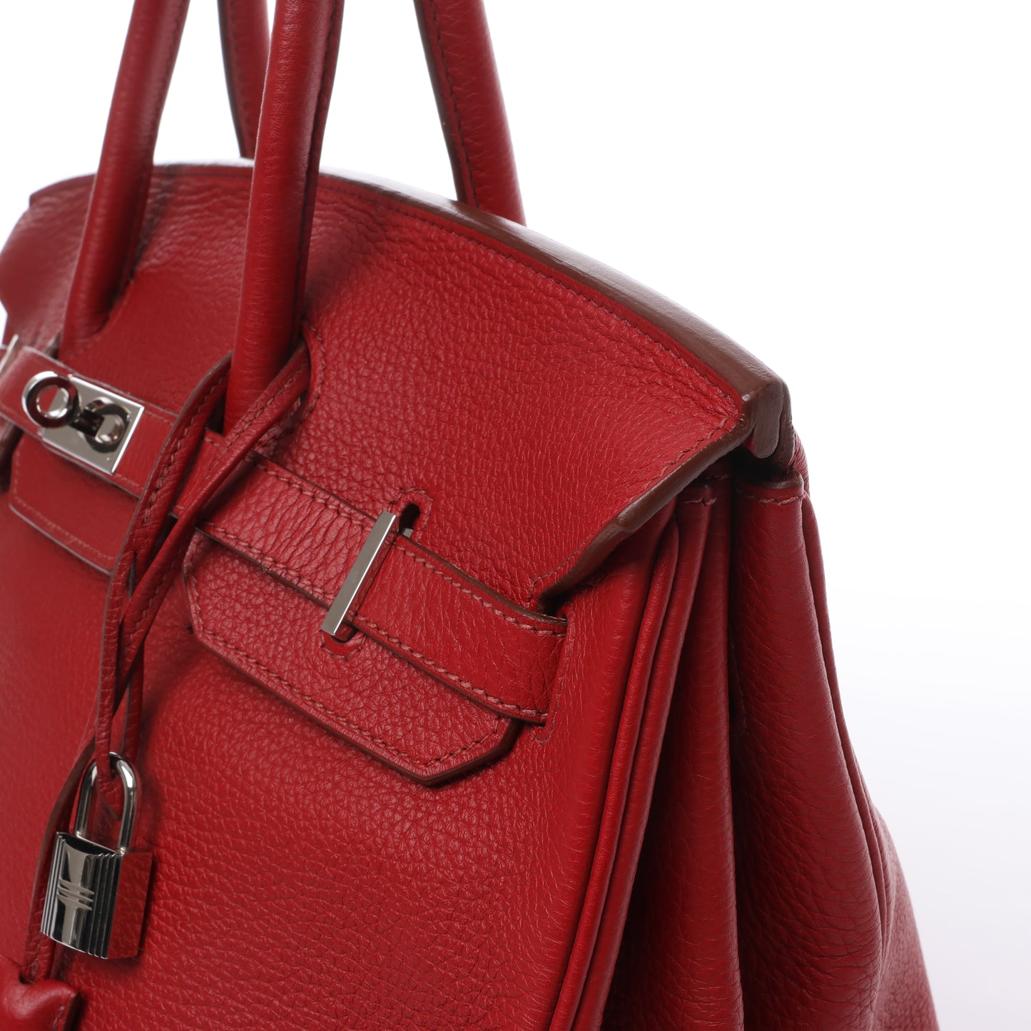HERMES Birkin 35 Taurillon Clemence Rouge Garance Silver Metal Fittings □M: 2009
