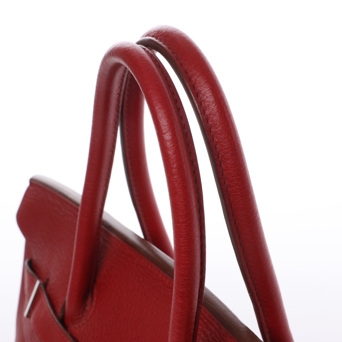 HERMES Birkin 35 Taurillon Clemence Rouge Garance Silver Metal Fittings □M: 2009