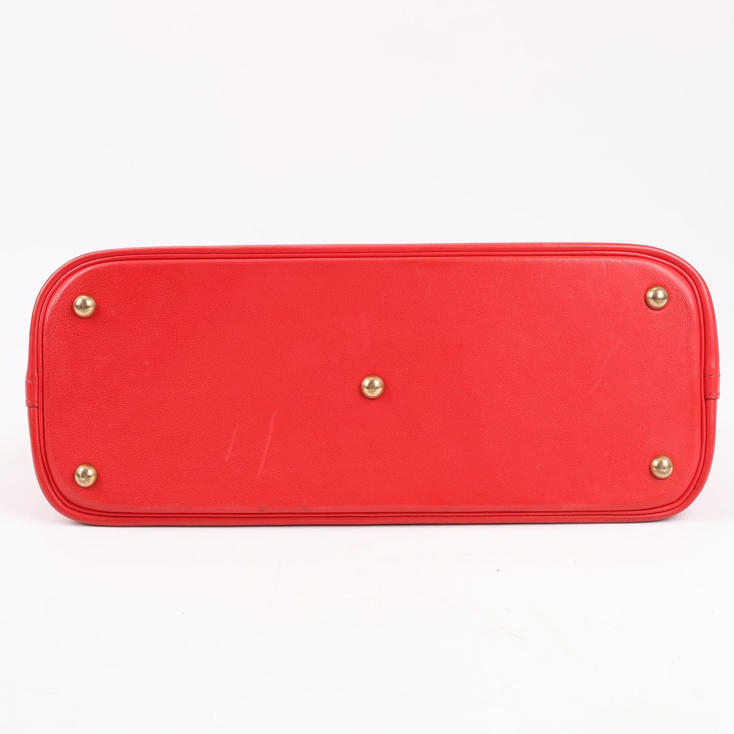 HERMES Bolide 35 Box Leather in Rouge Vif Gold Metal Fittings ○W:1993