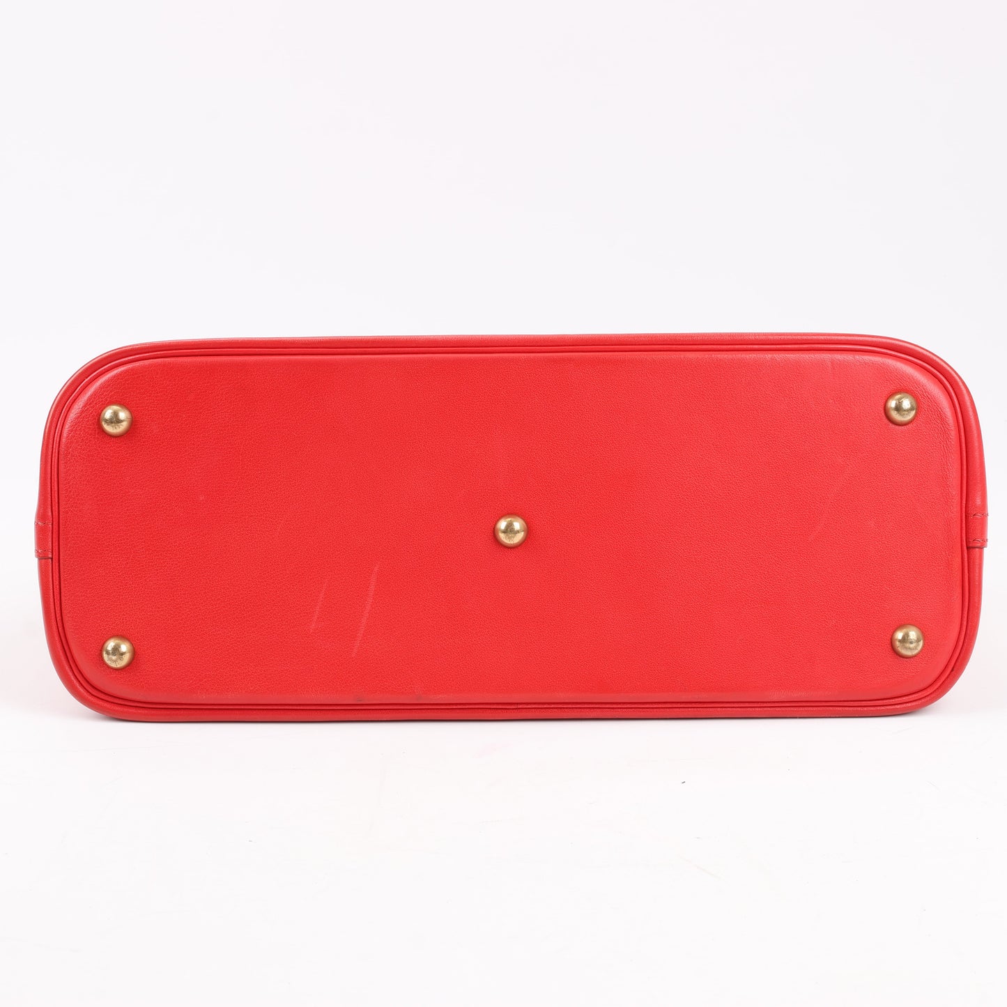 HERMES Bolide 35 Box Leather in Rouge Vif Gold Metal Fittings ○W:1993