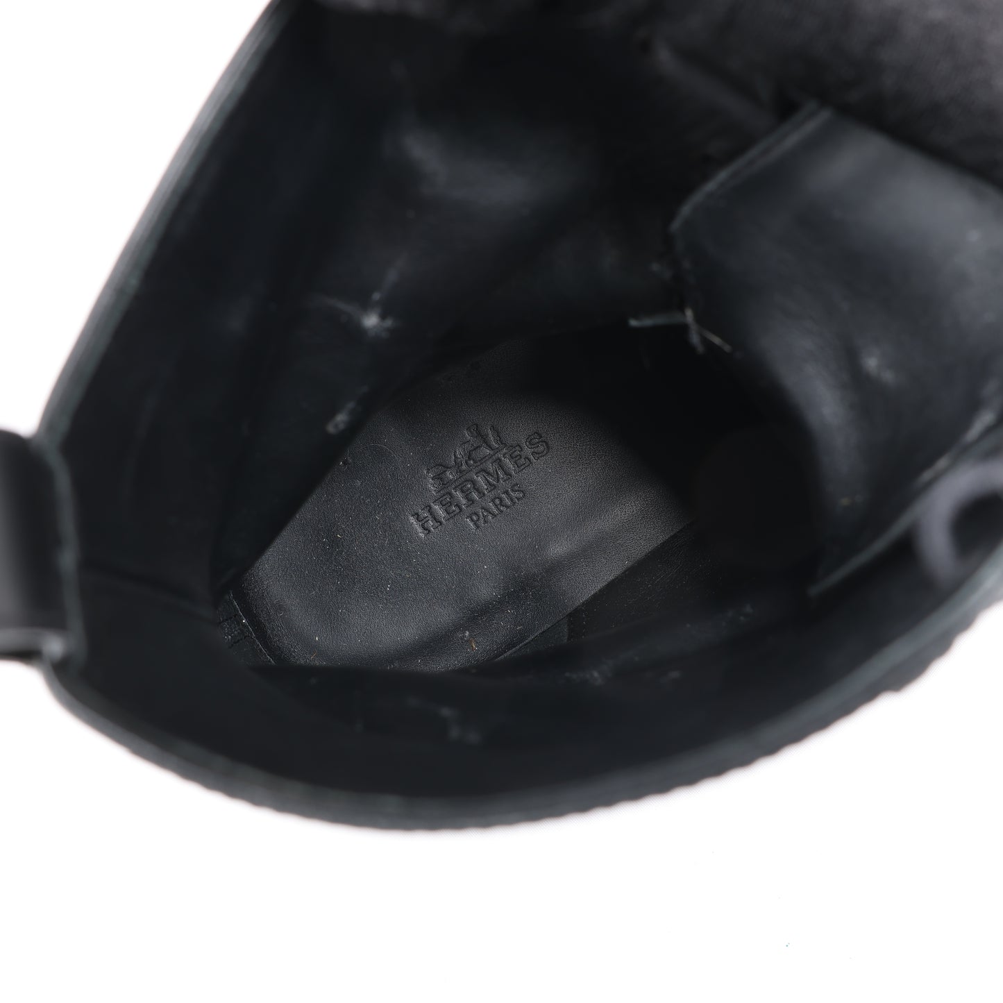 Hermes Funk Lederstiefelette Kelly Metal Fittings in Schwarz, Größe 38,5 EU