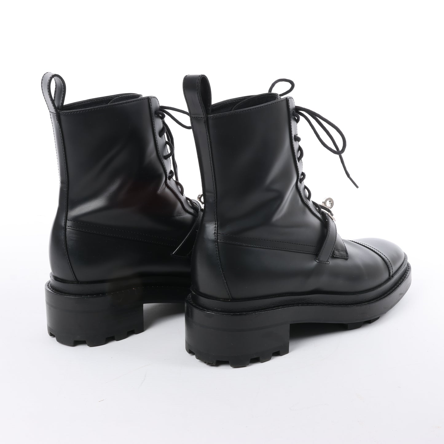 Hermes Funk Lederstiefelette Kelly Metal Fittings in Schwarz, Größe 38,5 EU