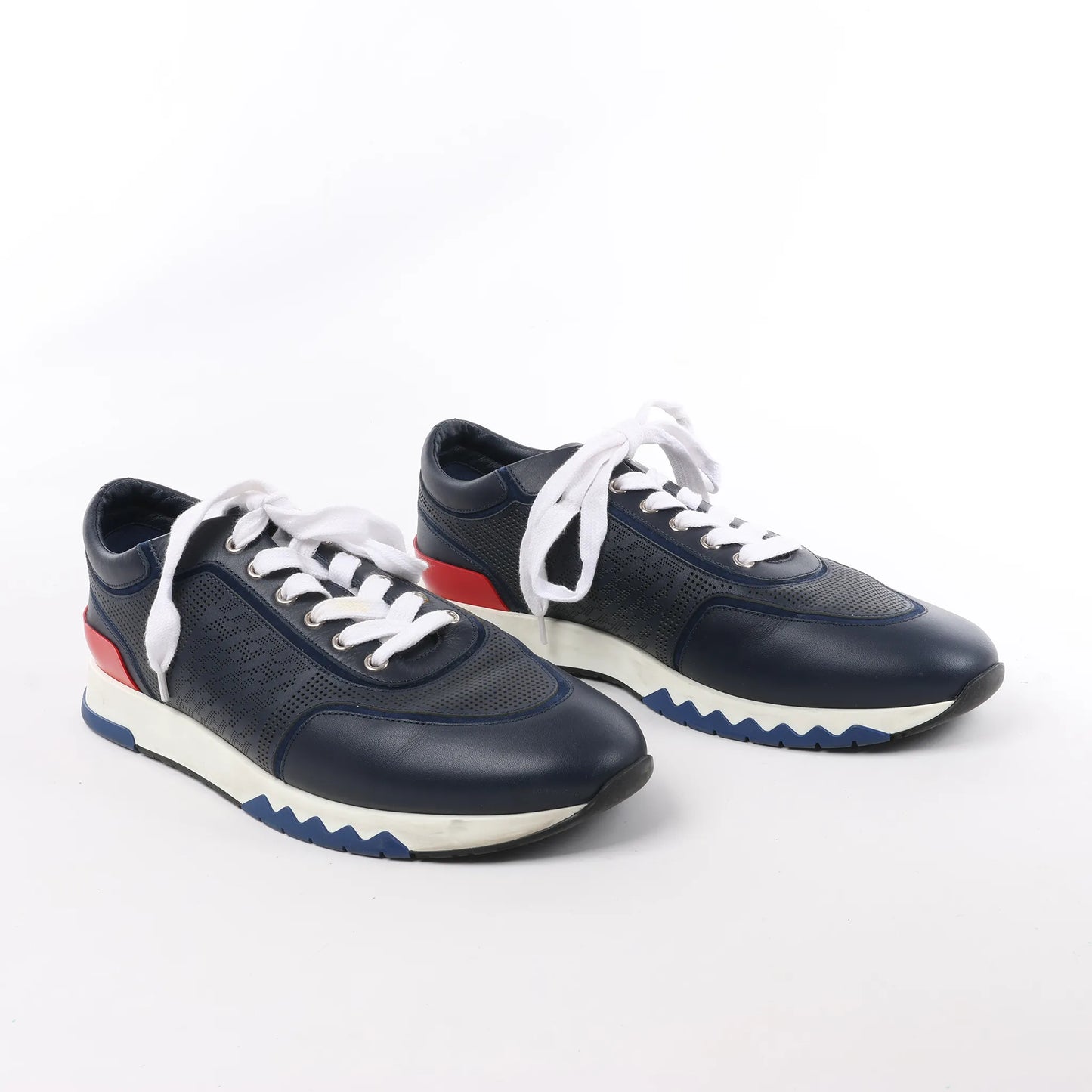 Hermès Addict Leather Sneakers in Navy Blue, Size 43 EU