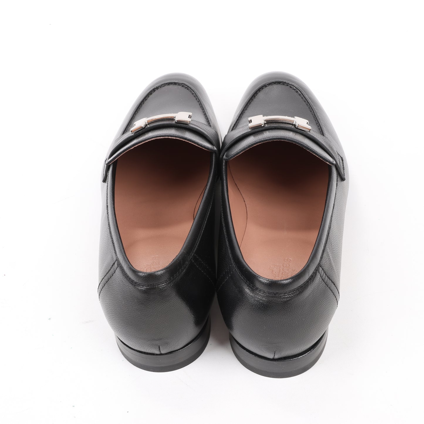 HERMES Paris Leather Loafers in Black, Size 38.5 EU