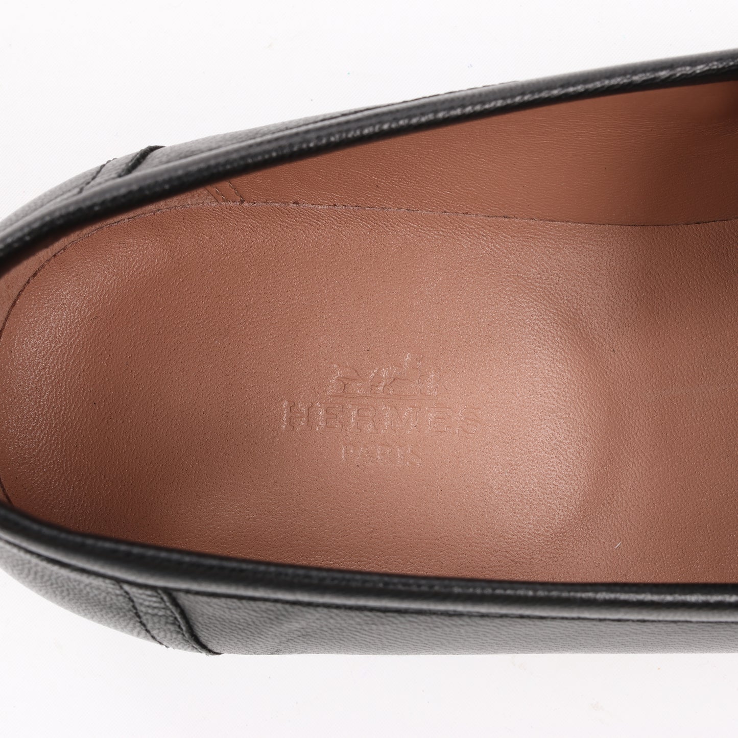 HERMES Paris Leather Loafers in Black, Size 38.5 EU