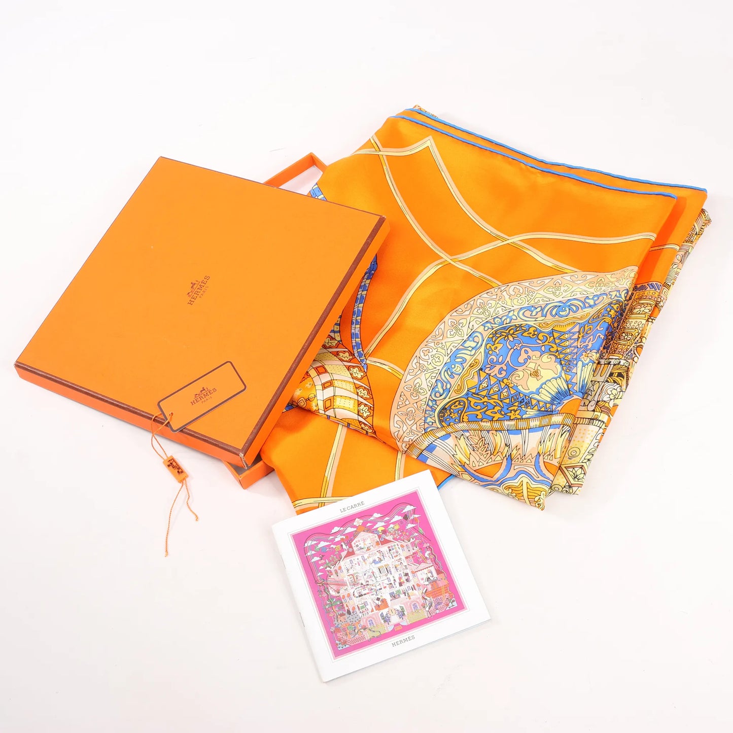 Hermès Carré 140 "LES DOMES CELESTES" Silk handkerchief in Orange