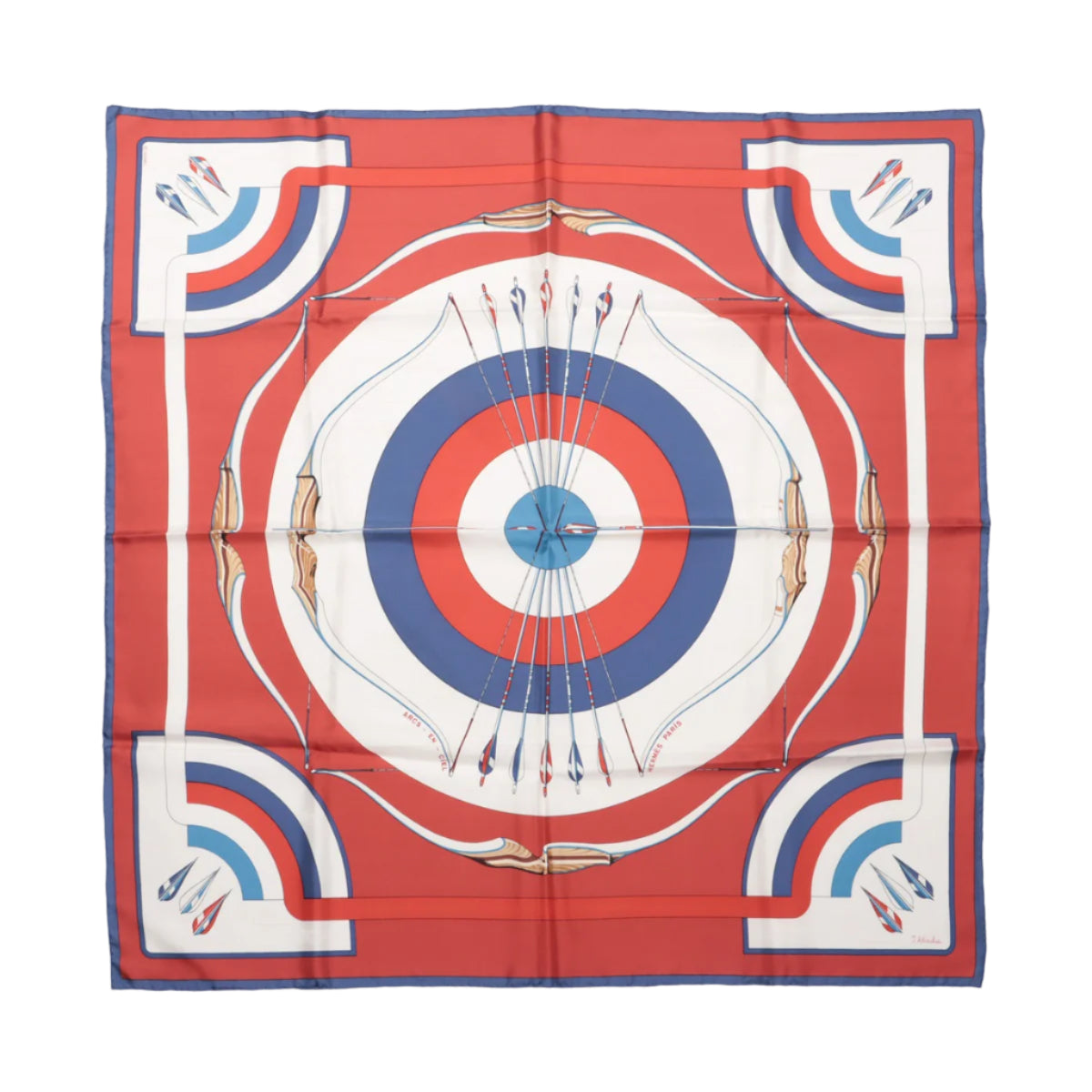 Hermès Carré 90 "ARCS EN CIEL" 100% Silk Scarf in Red x Blue