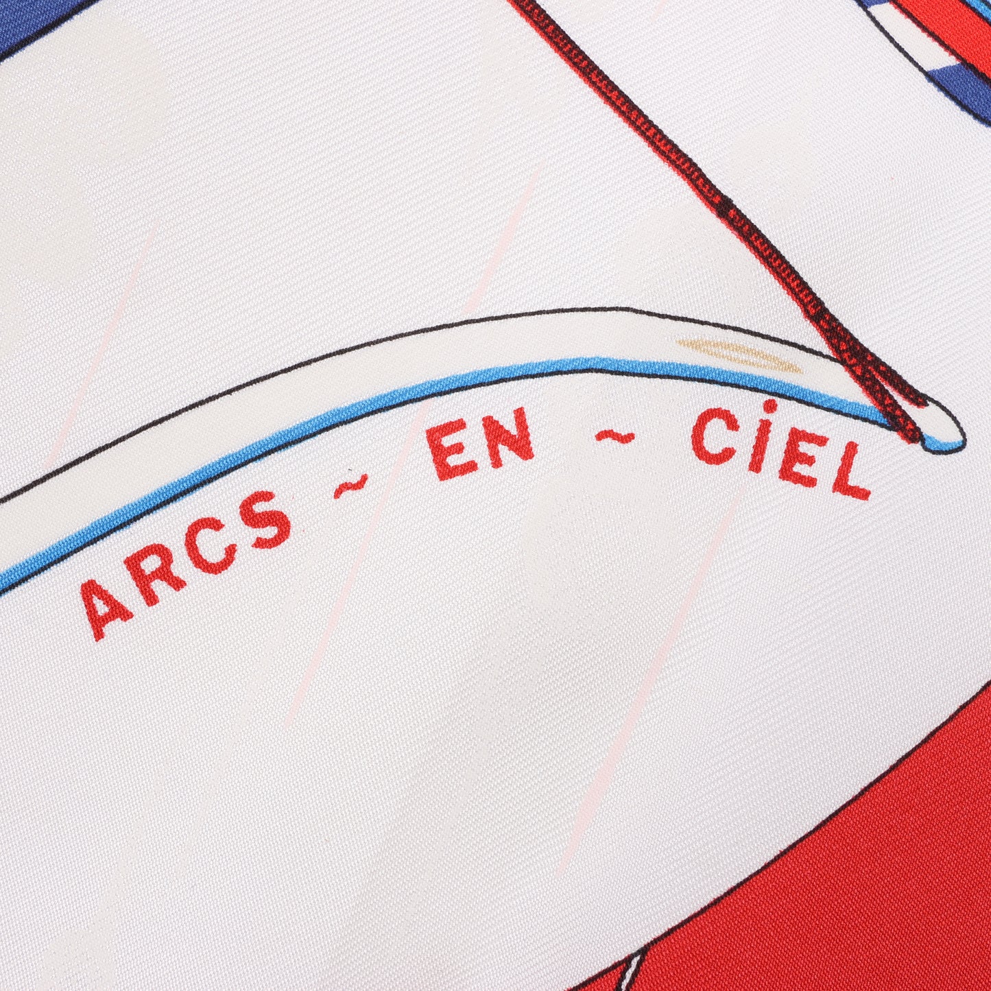 Hermès Carré 90 "ARCS EN CIEL" 100% Silk Scarf in Red x Blue