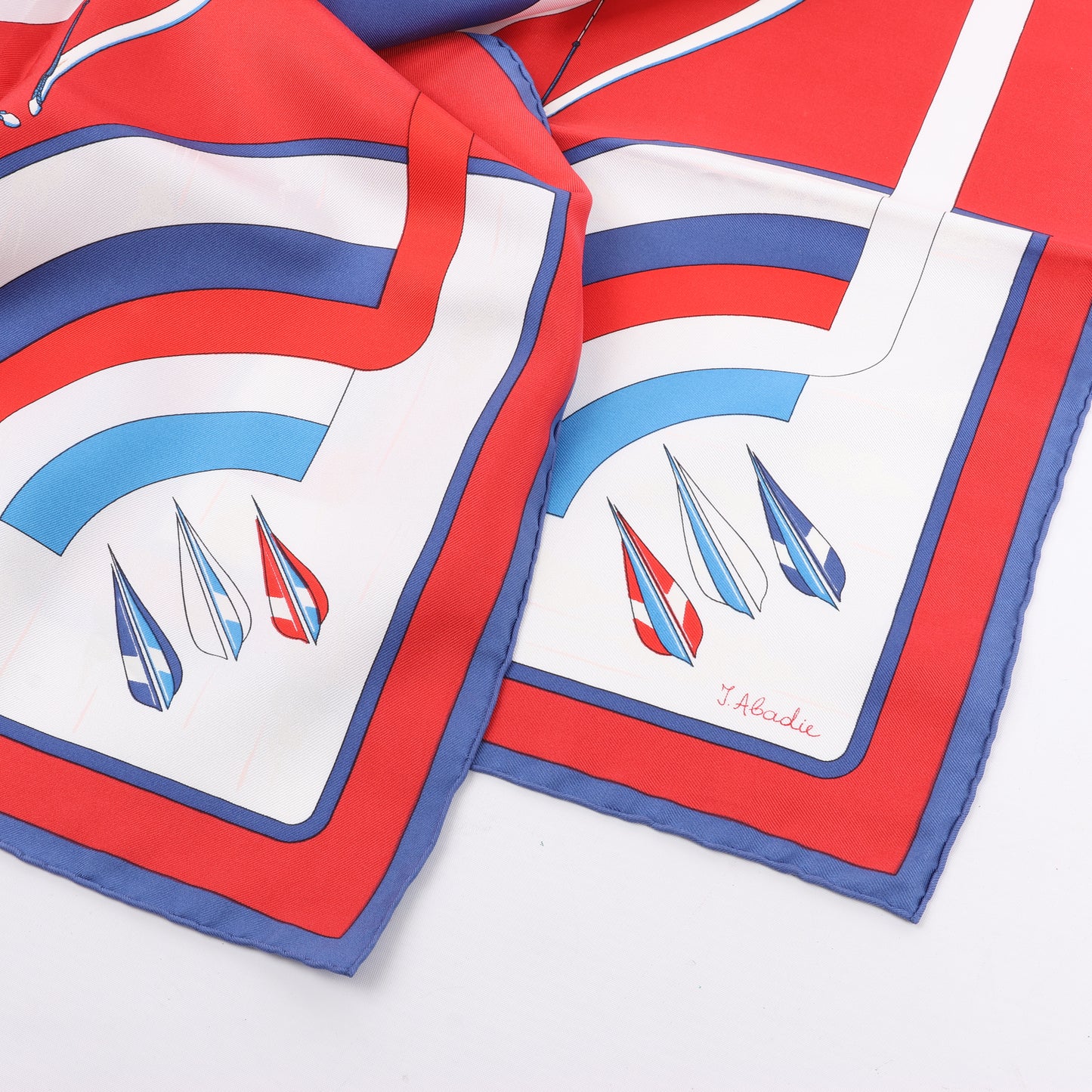 Hermès Carré 90 "ARCS EN CIEL" 100% Silk Scarf in Red x Blue