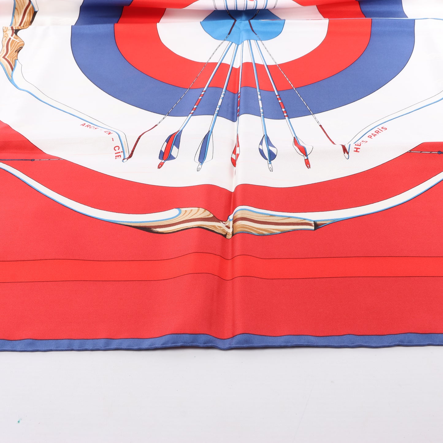 Hermès Carré 90 "ARCS EN CIEL" 100% Silk Scarf in Red x Blue