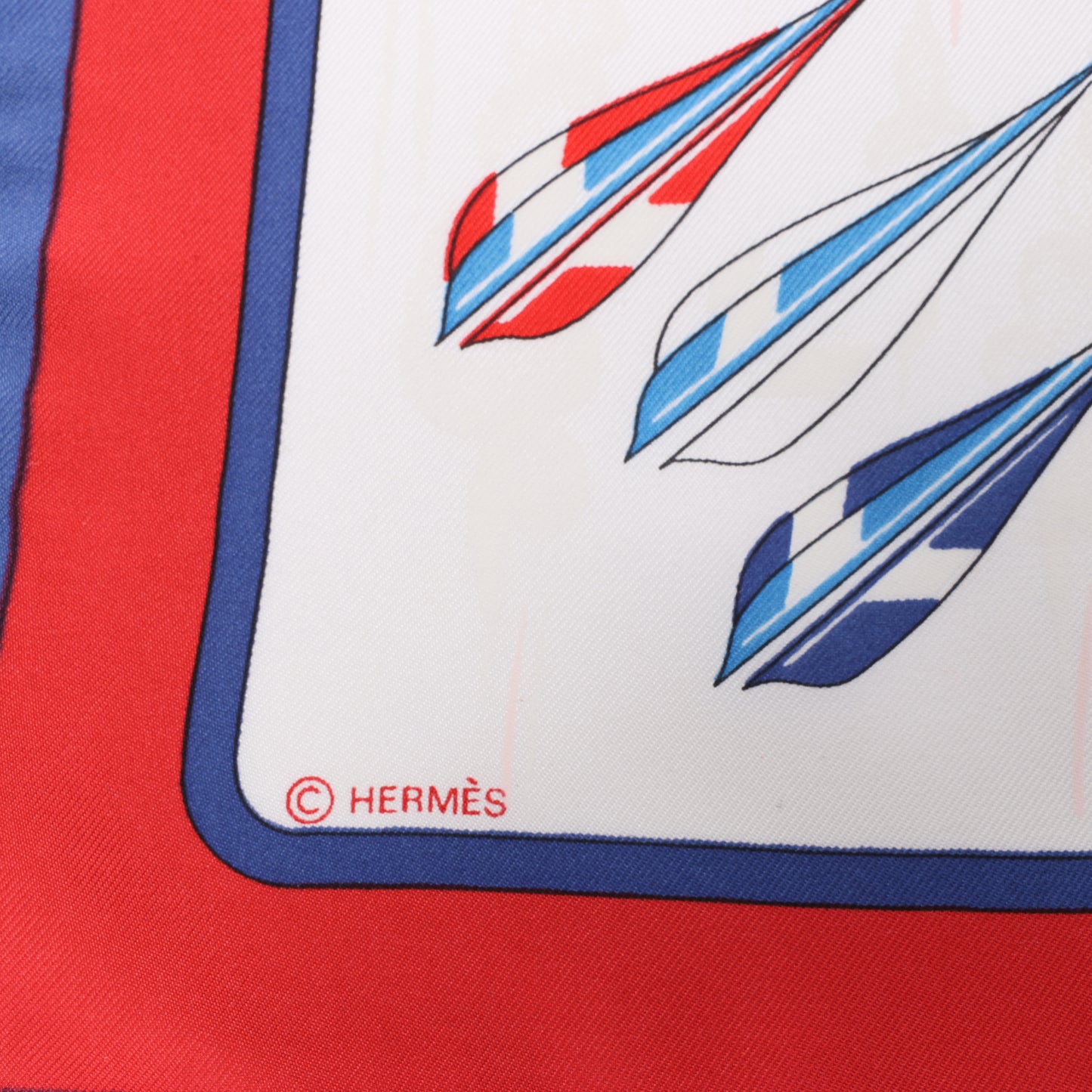 Hermès Carré 90 "ARCS EN CIEL" 100% Silk Scarf in Red x Blue