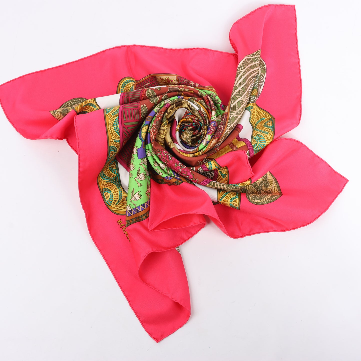 Hermès Carré 90 "ART des STEPPES" Foulard 100% Soie en Rose
