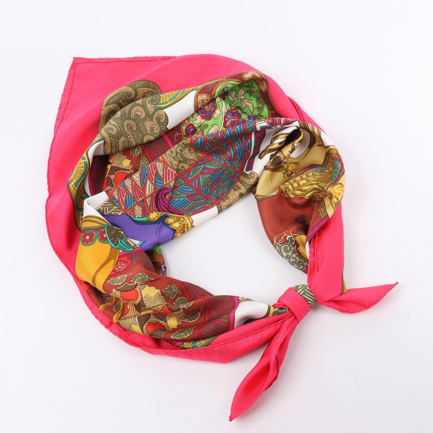 Hermès Carré 90 "ART des STEPPES" Foulard 100% Soie en Rose