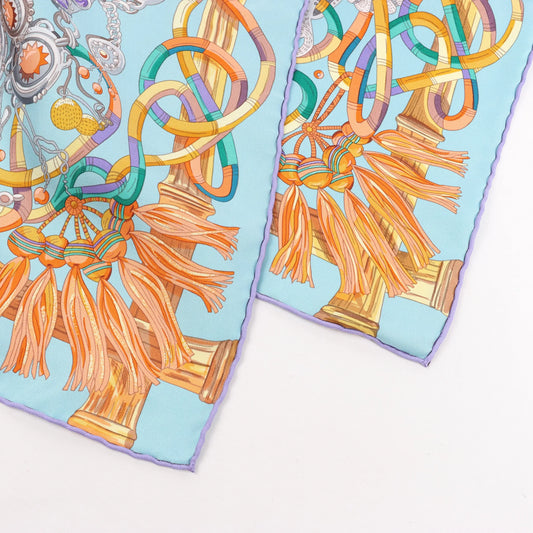 Hermès Carré 90 "AU FIL DU CARRE" Silk handkerchief in Multicolor