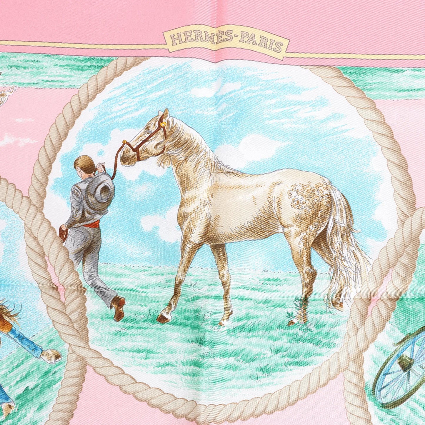 Hermès Carré 90 "Auteuil en Mai" Silk handkerchief in Pink