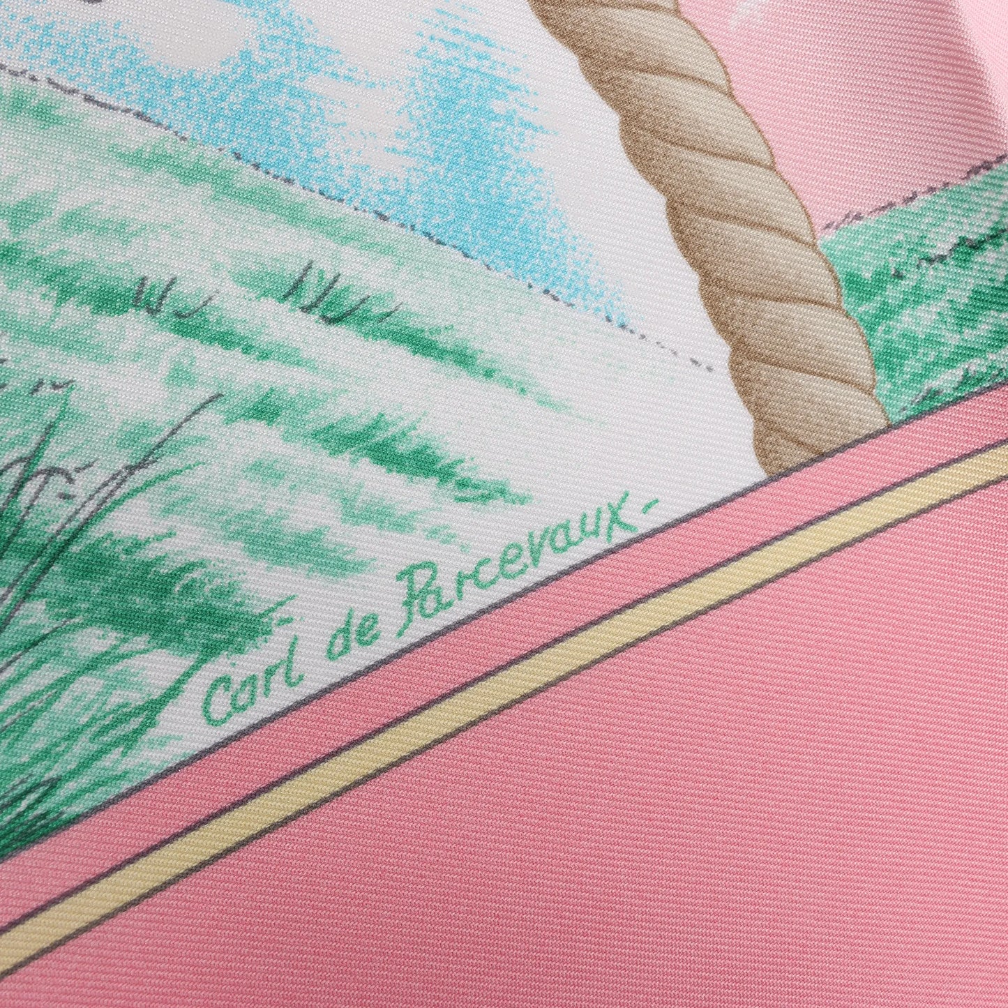 Hermès Carré 90 "Auteuil en Mai" Silk handkerchief in Pink