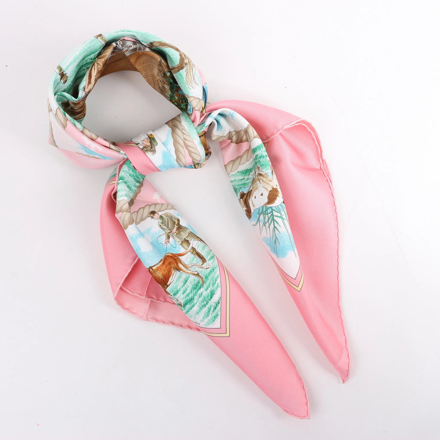 Hermès Carré 90 "Auteuil en Mai" Silk handkerchief in Pink