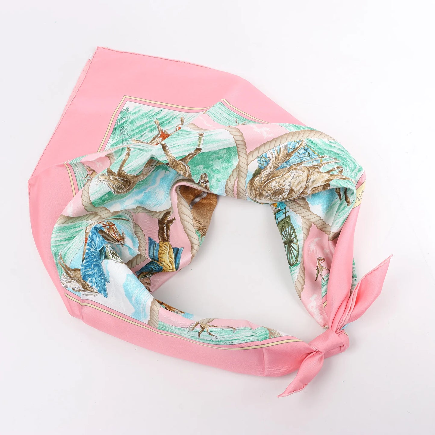 Hermès Carré 90 "Auteuil en Mai" Silk handkerchief in Pink