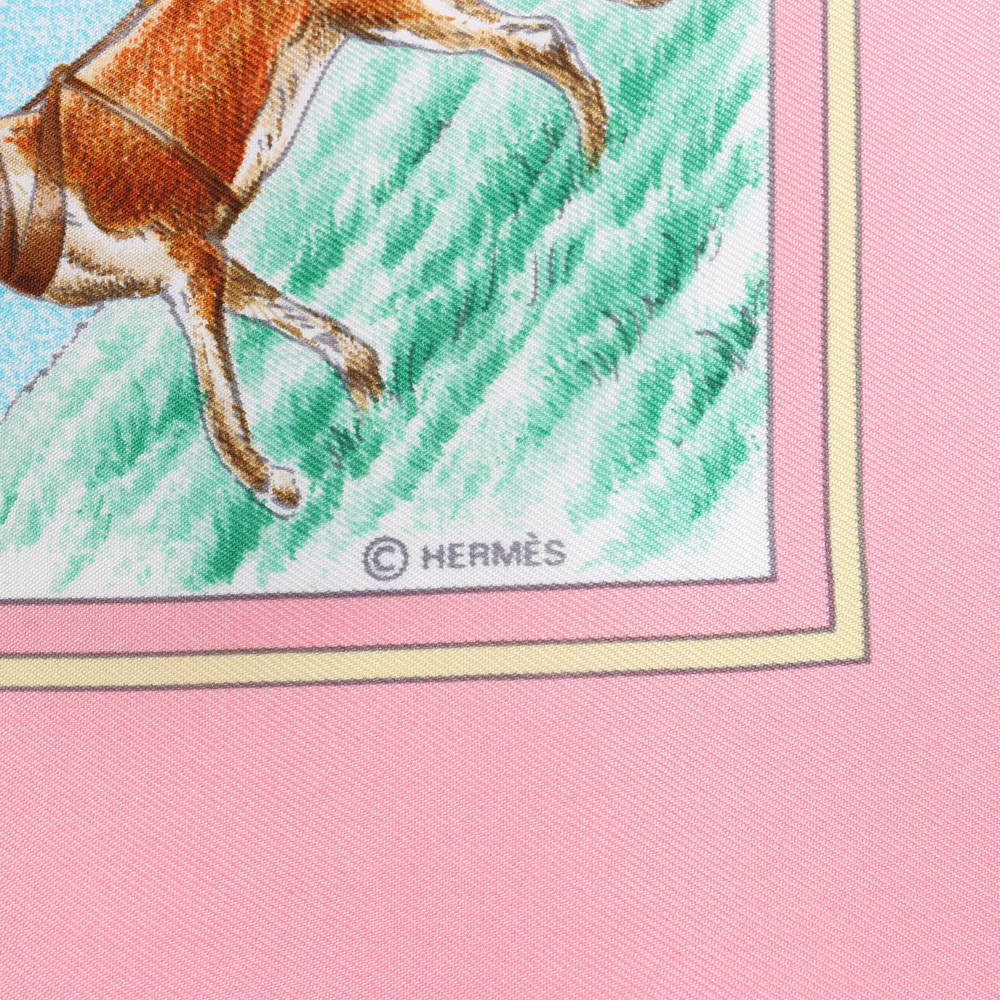 Hermès Carré 90 "Auteuil en Mai" Silk handkerchief in Pink