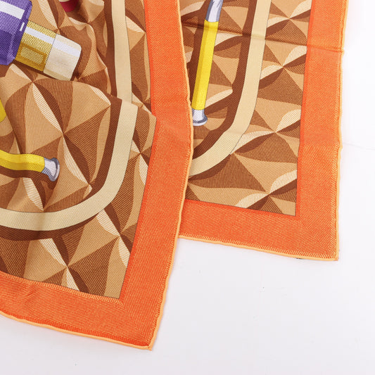 Hermès Carré 90 "BEAUTE COMPOSEE" Silk handkerchief in Orange