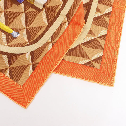 Hermès Carré 90 "BEAUTE COMPOSEE" Silk handkerchief in Orange