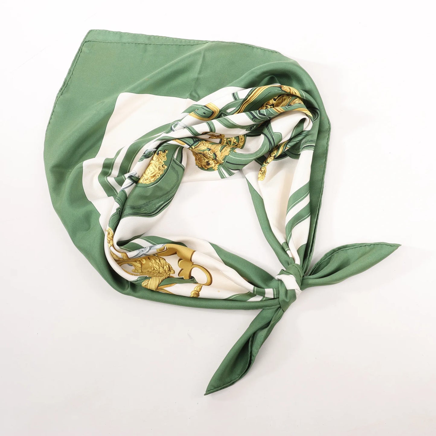 Hermès Carré 90 "BRIDES de GALA" Silk handkerchief in Green