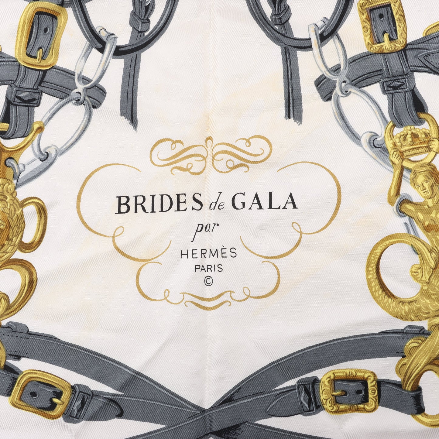 Carré Hermès Carré 90 « BRIDES de GALA » 100 % soie rouge