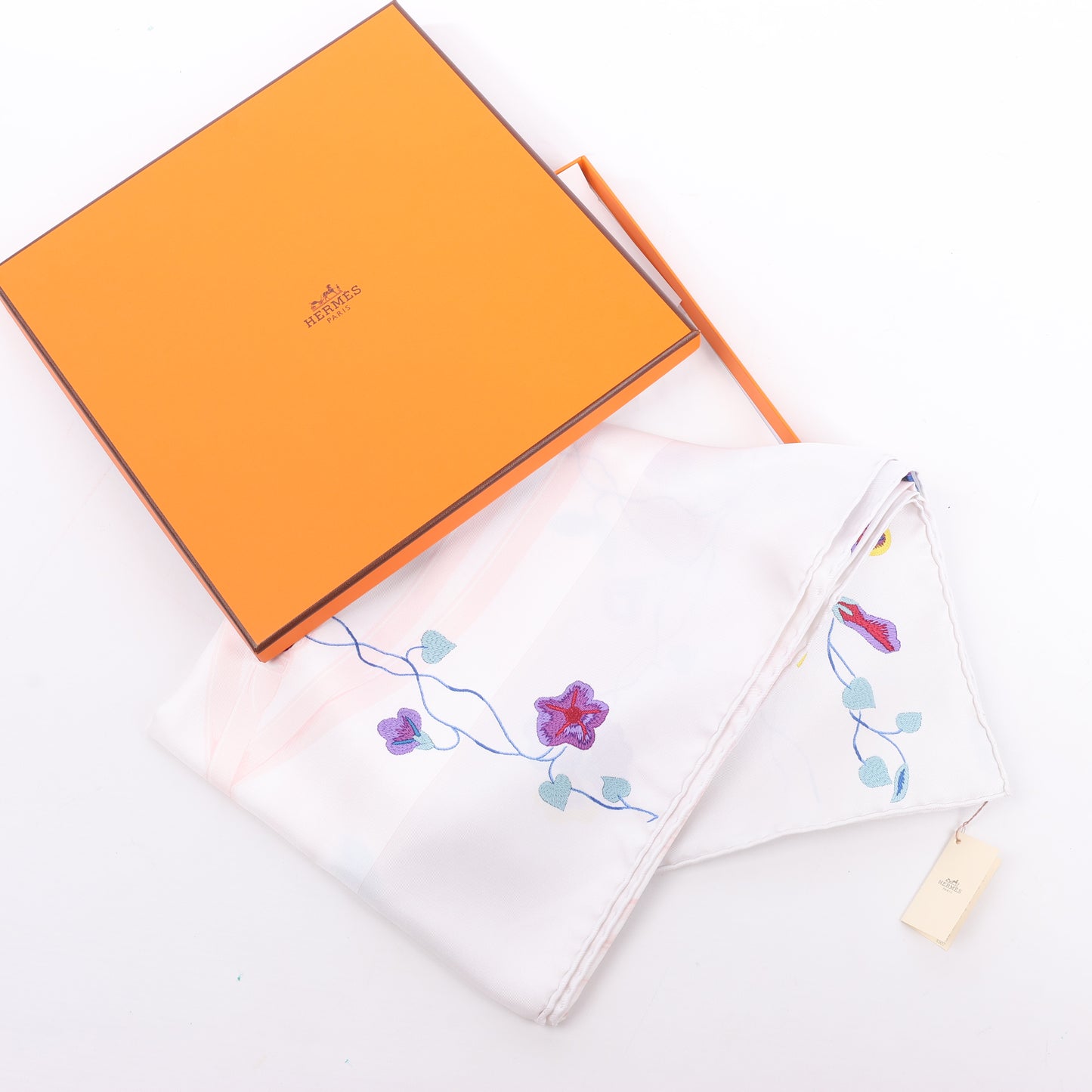 Carré Hermès Carré 90 « BRIDES de GALA » 100 % soie blanc