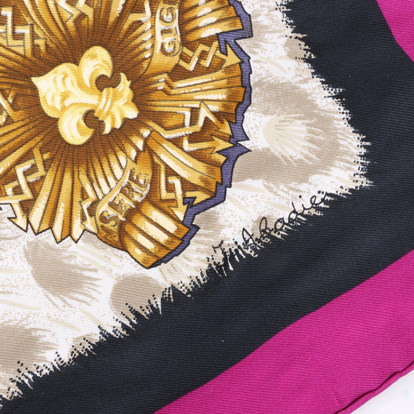 Hermès Carré 90 "CASQUES et PLUMETS" 100% Silk Scarf in Purple