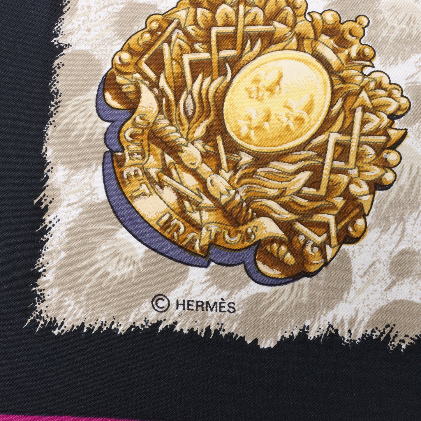 Hermès Carré 90 "CASQUES et PLUMETS" 100% Silk Scarf in Purple