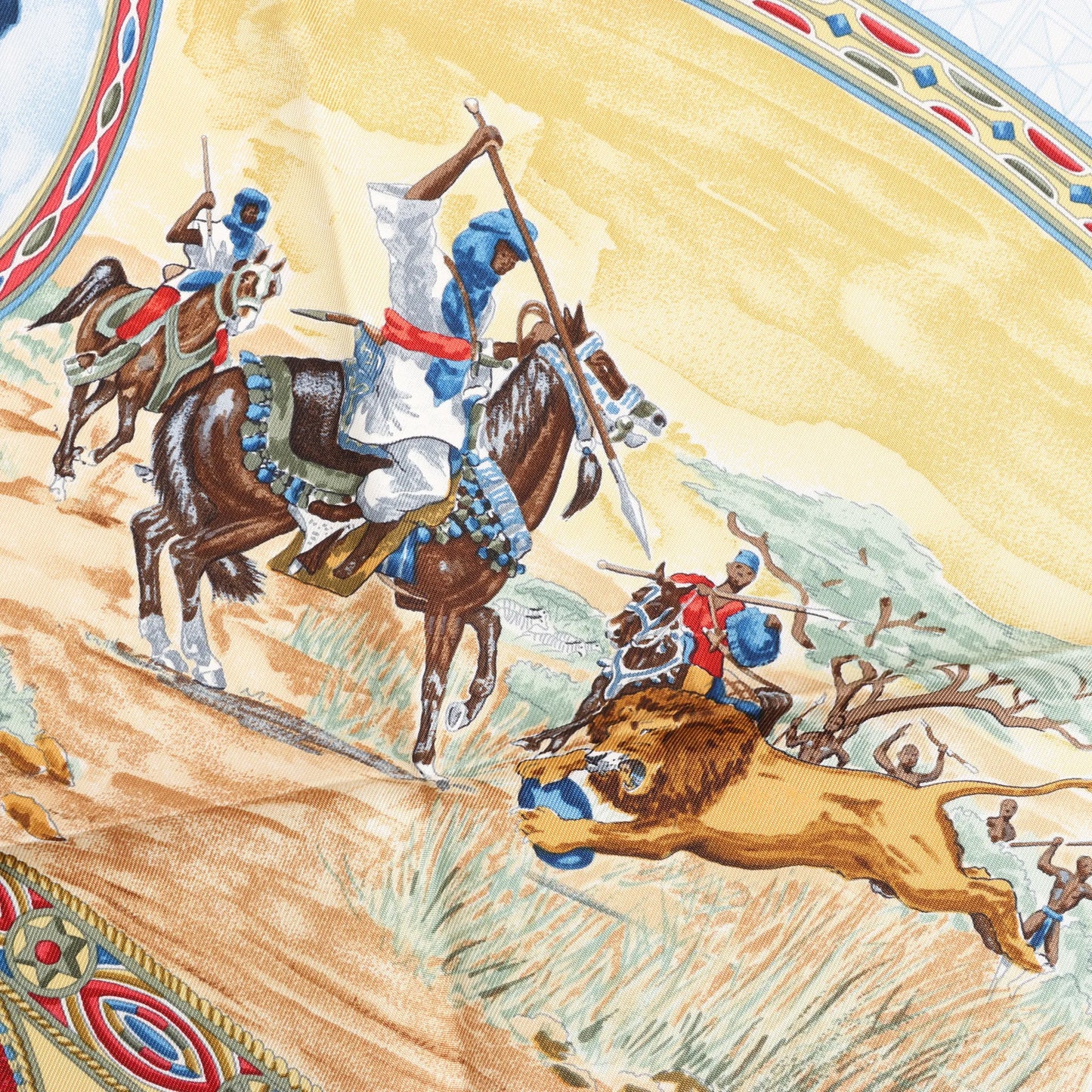 Hermès Carré 90 "CAVALIERS PEULS" Silk handkerchief in Navy Blue