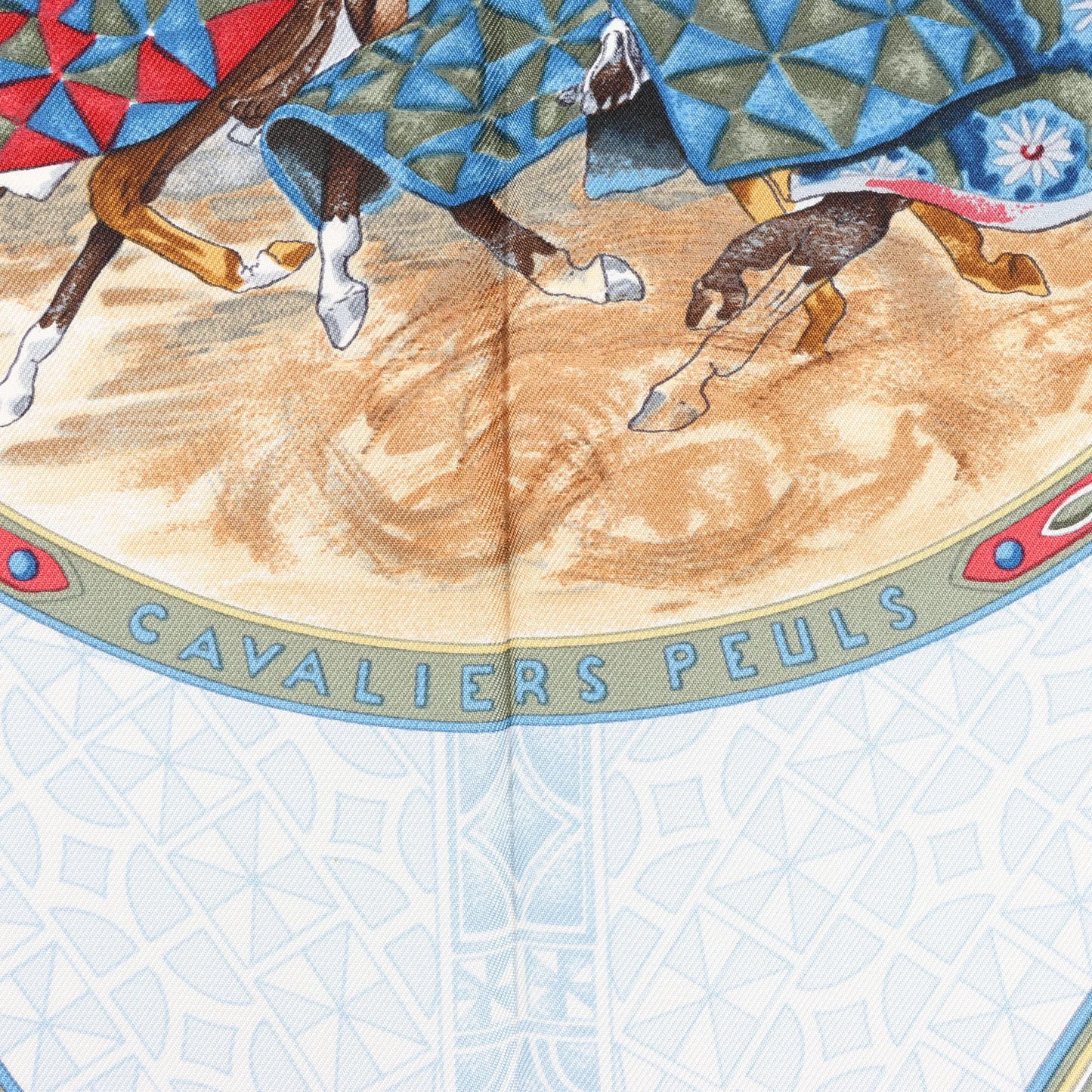 Hermès Carré 90 "CAVALIERS PEULS" Silk handkerchief in Navy Blue
