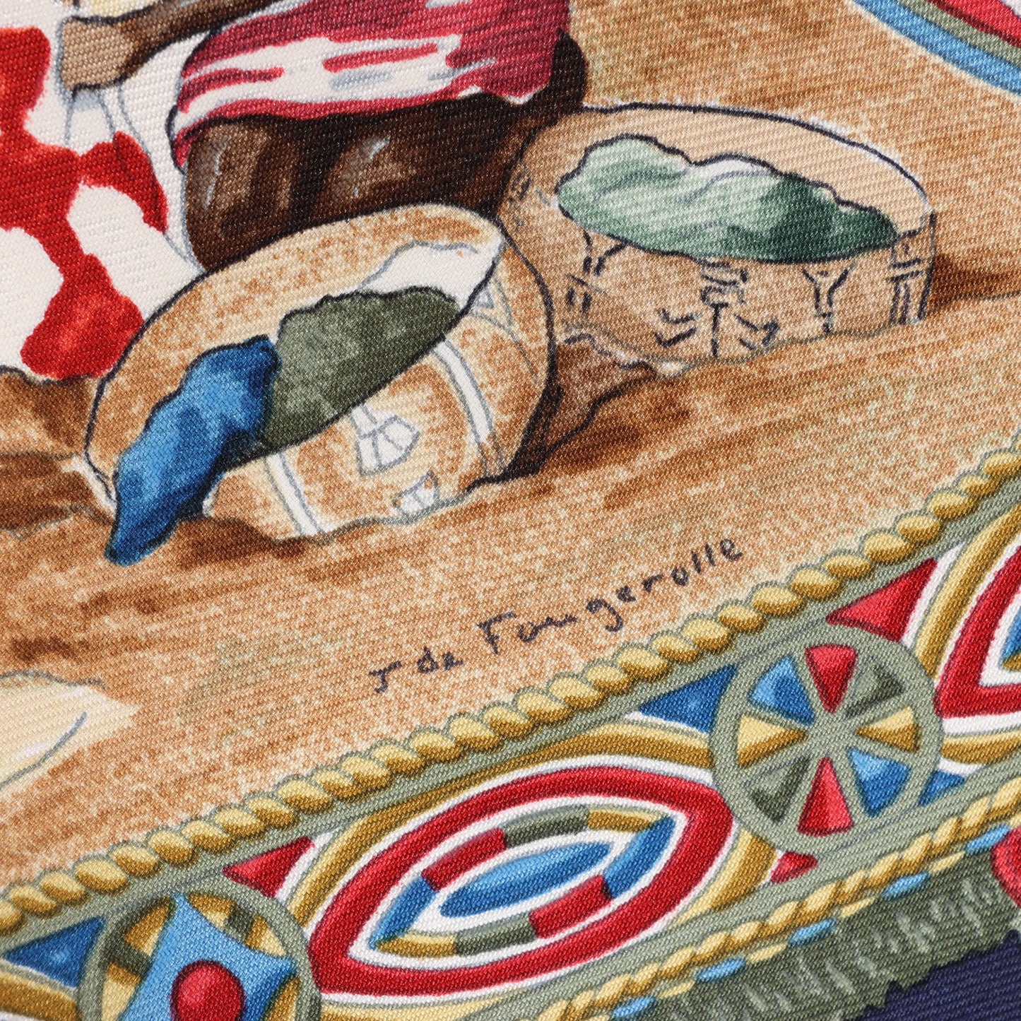 Hermès Carré 90 "CAVALIERS PEULS" Silk handkerchief in Navy Blue