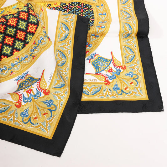 Hermès Carré 90 "CIELS BYZANTINS" Silk handkerchief in Black x Gold