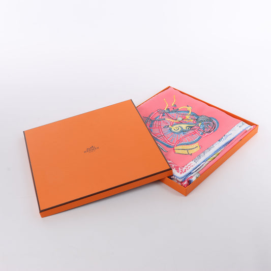 Hermès Carré 90 "Chevaloscope" 100% Silk Scarf in Pink