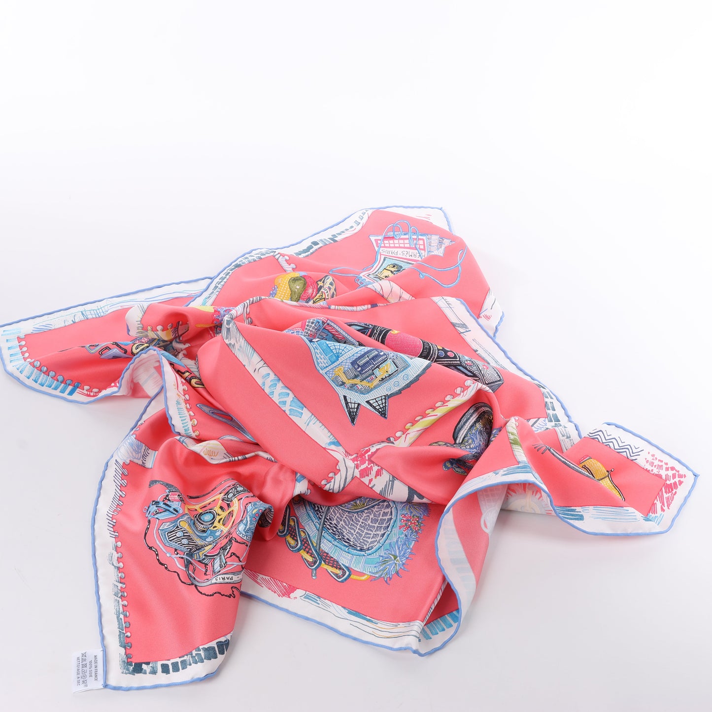Carré Hermès Carré 90 « Chevaloscope » 100 % soie rose
