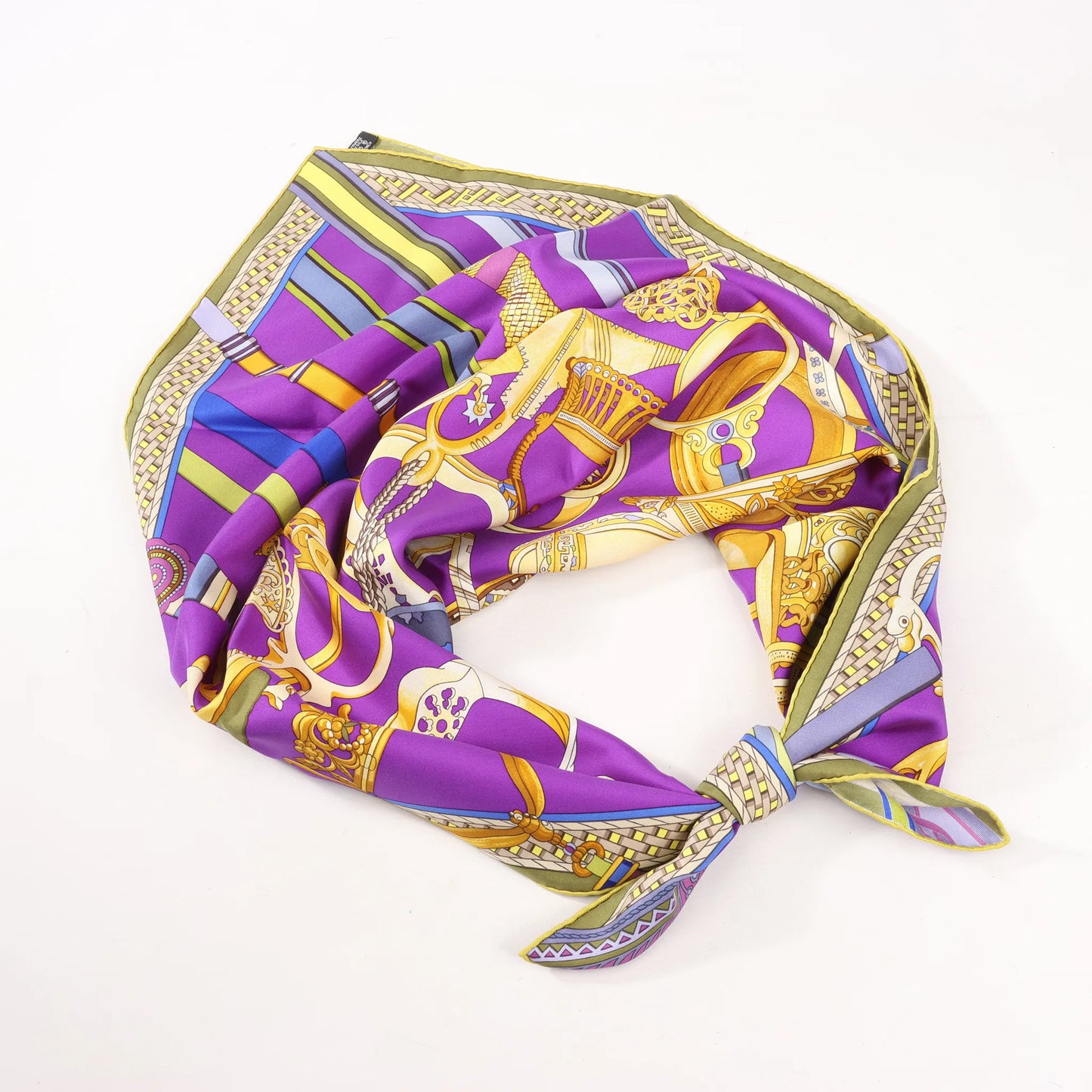 Hermès Carré 90 "Concours d'etriers Etelier" Silk handkerchief in Purple