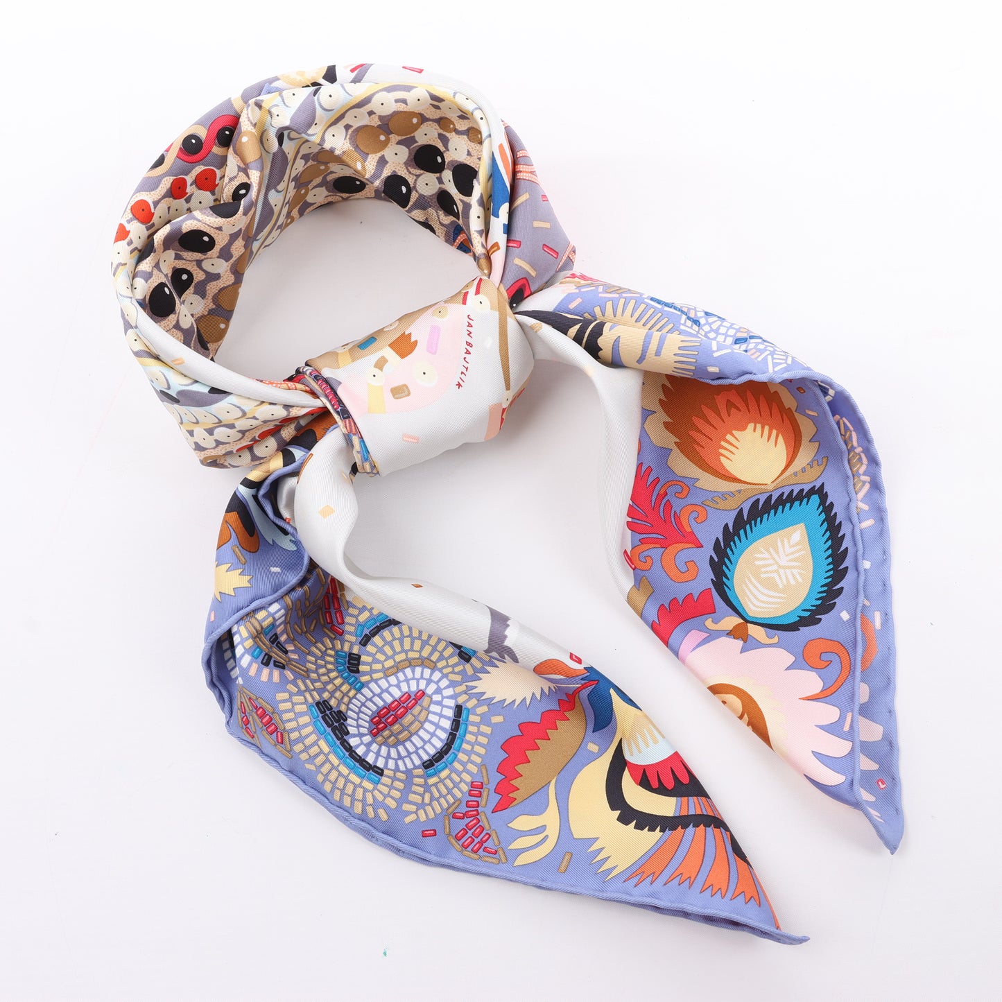 Hermès Carré 90 "Costume de Fete" 100% Silk Scarf in Purple