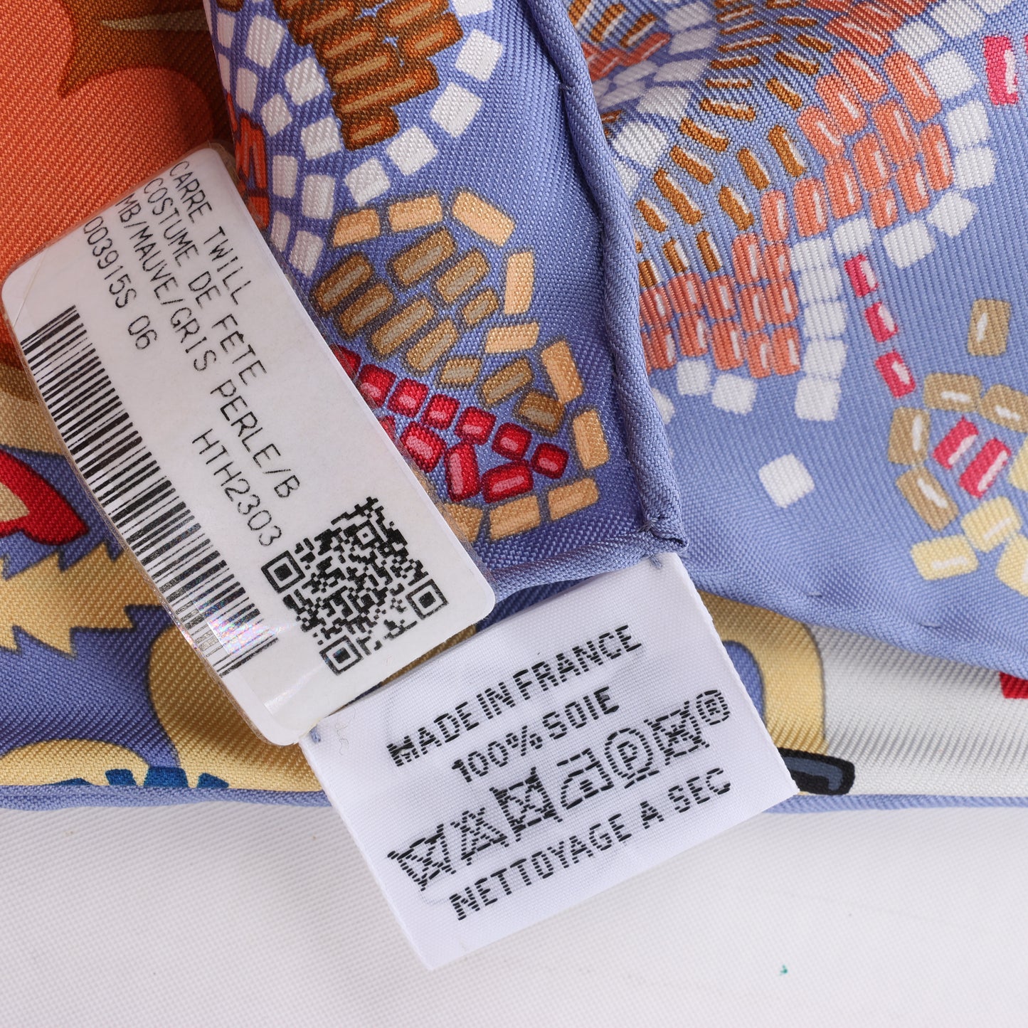 Hermès Carré 90 "Costume de Fete" 100% Silk Scarf in Purple