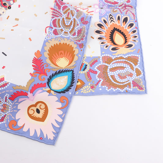 Hermès Carré 90 "Costume de Fete" 100% Silk Scarf in Purple