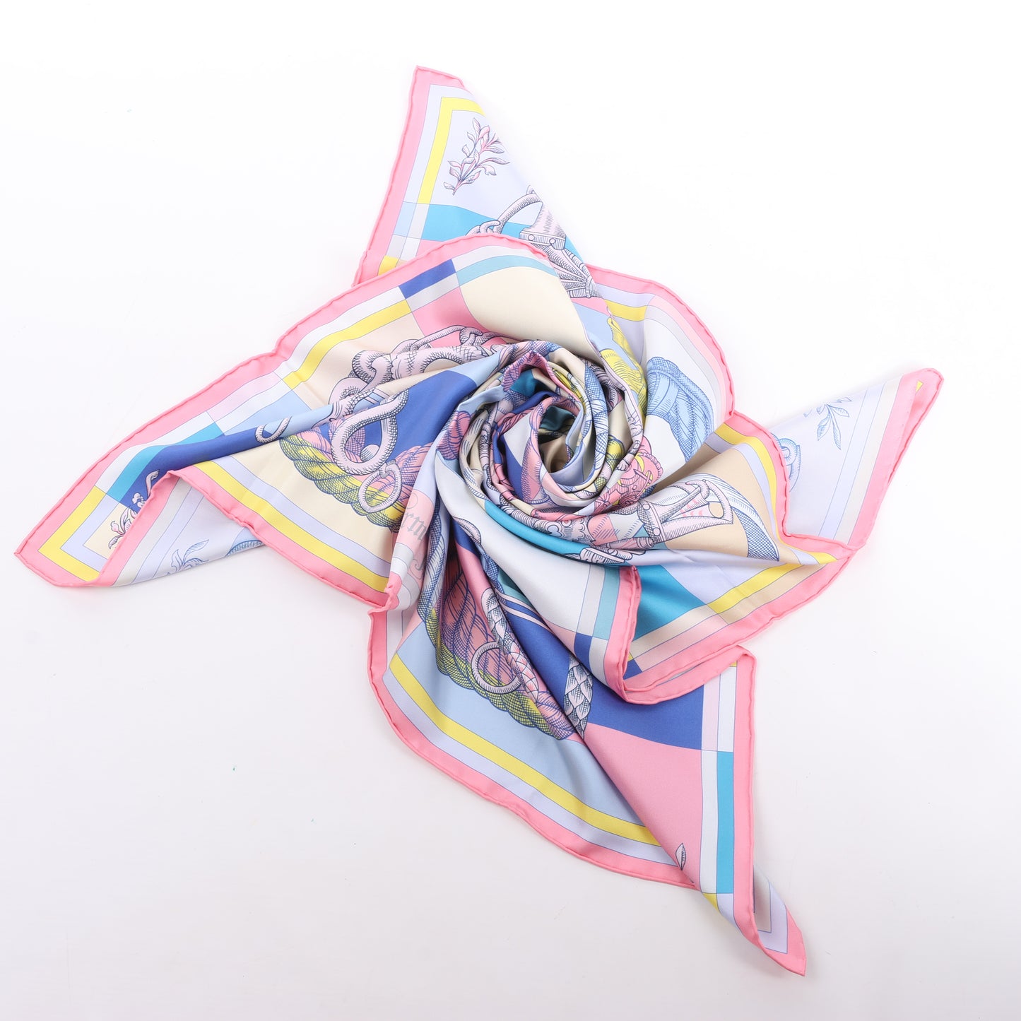 Hermès Carré Double face 90 "DELLA CAVALLERIA" 100% Silk Scarf in Pink