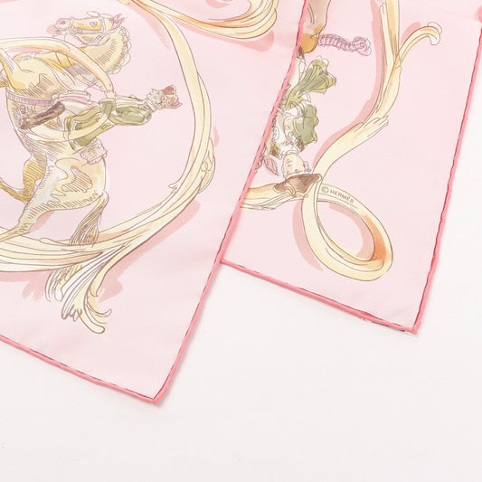 Hermès Carré 90 "ECOLE PORTUGAISE D'ART EQUESTRE" Silk handkerchief in Pink