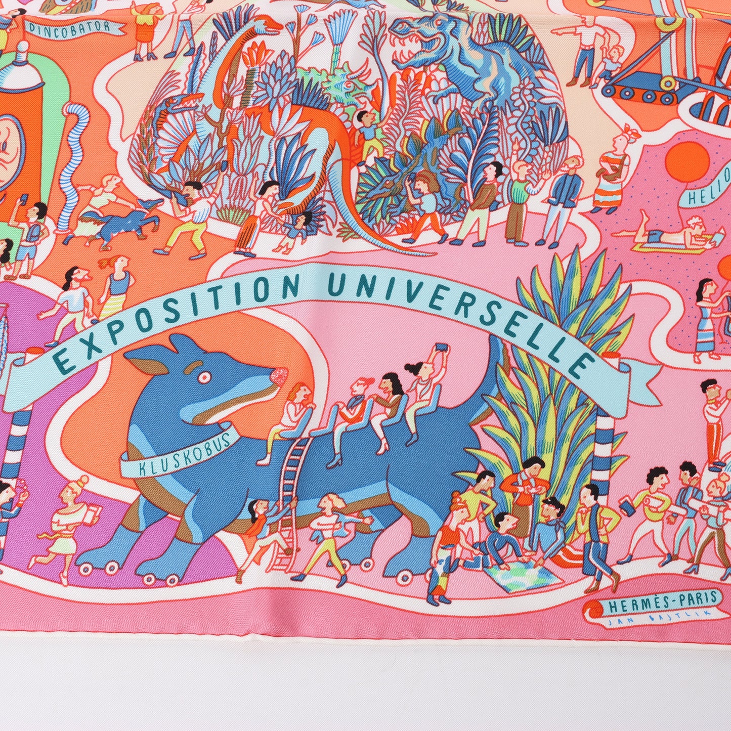 Hermès Carré 90 "Exposition Universelle" Foulard 100% Soie en Rose