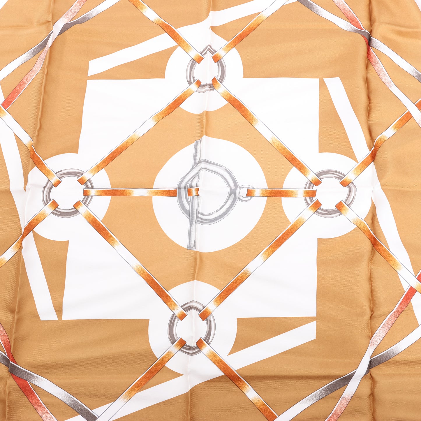 Hermès Carré 90 " FIGURE ARTISTIQUE " Foulard 100% Soie en Orange