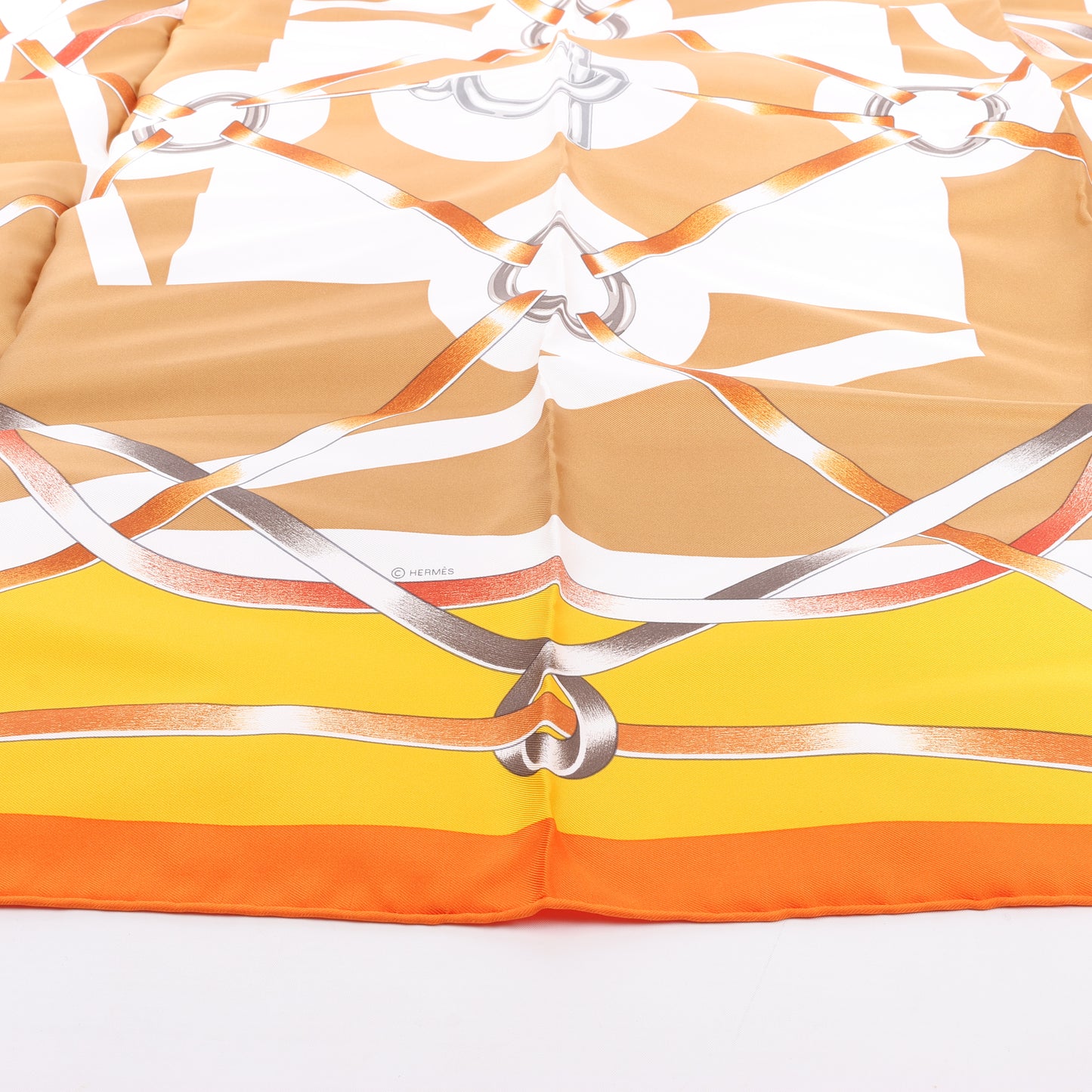 Hermès Carré 90 " FIGURE ARTISTIQUE " Foulard 100% Soie en Orange