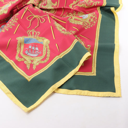 Hermès Carré 90 "FLVCTVAT NEC MERGITVR" 100% Silk Scarf in Green x Red