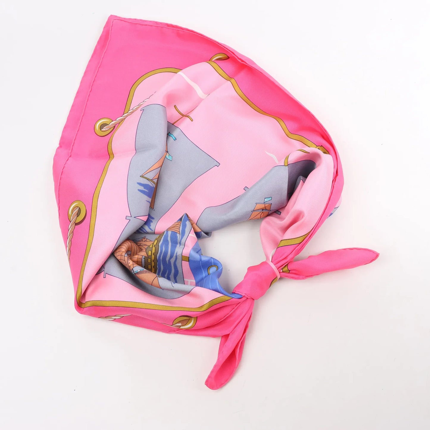 Hermès Carré 90 "GRAND LARGUE" Silk handkerchief in Pink